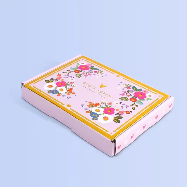 Apparel Cosmetic Custom Logo Box Printed Corrugated Pink Shipping Packaging Boxes