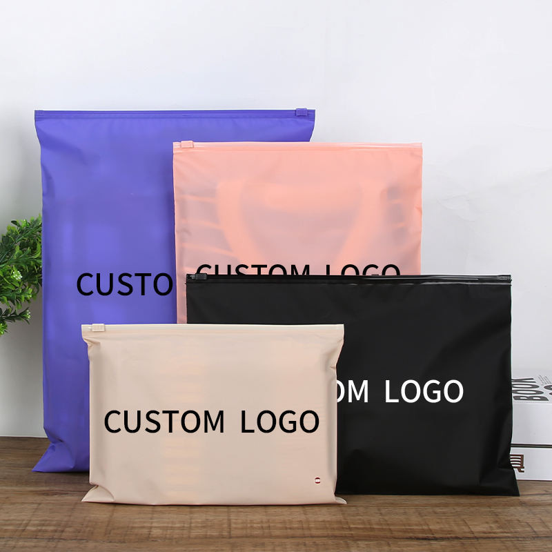 Blue Plastic Zipper Bag Clothing Frosted Zipper Lock Bag for Packaging