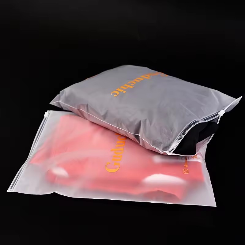 Customized EVA frosted zipper lock bag with logo frosted plastic zipper bags for clothing frosted zipper bags