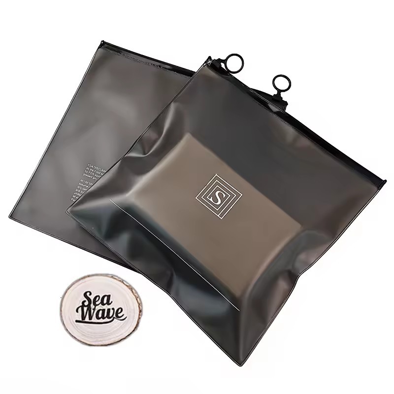 Black EVA frosted zipper lock bag with logo frosted packaging plastic zipper bags for frosted zipper bags