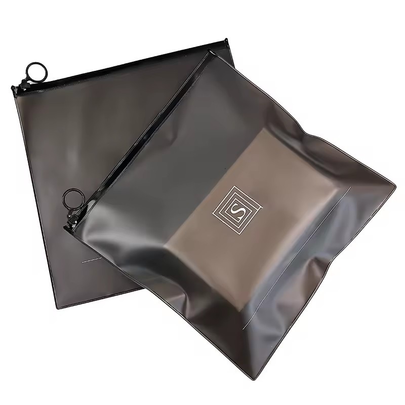 Black EVA frosted zipper lock bag with logo frosted packaging plastic zipper bags for frosted zipper bags