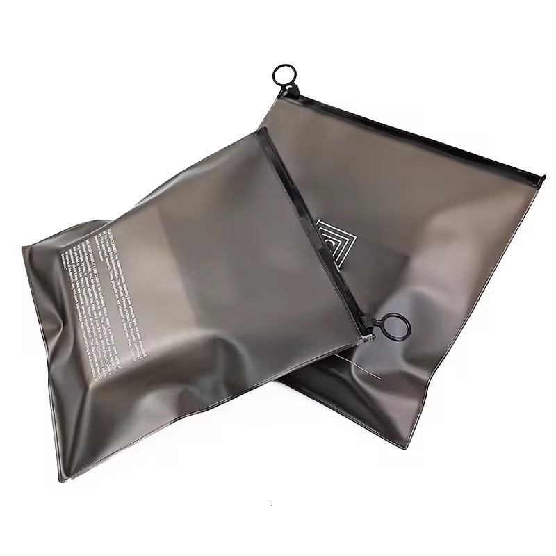 Black EVA frosted zipper lock bag with logo frosted packaging plastic zipper bags for frosted zipper bags