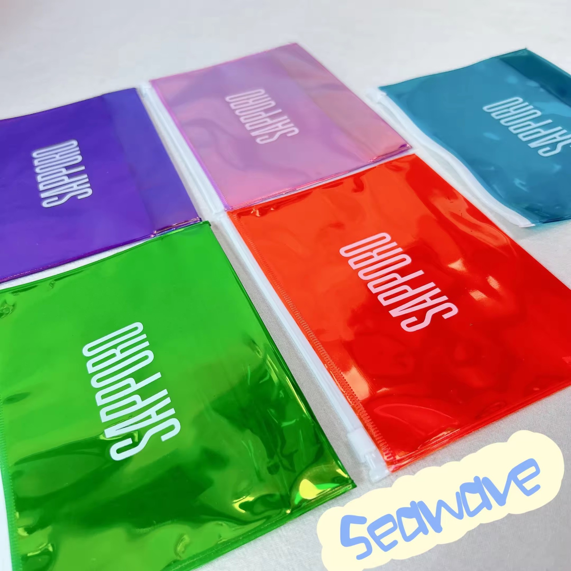 sustainable waterproof holographic bag PVC plastic zipper packaging bag Custom logo