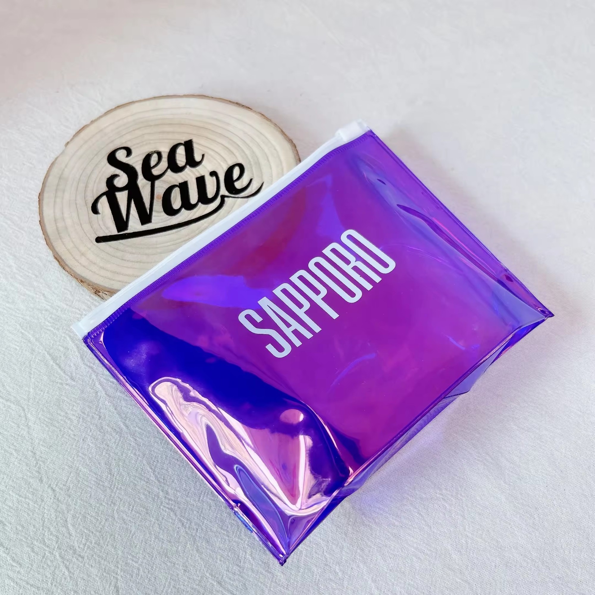 sustainable waterproof holographic bag PVC plastic zipper packaging bag Custom logo