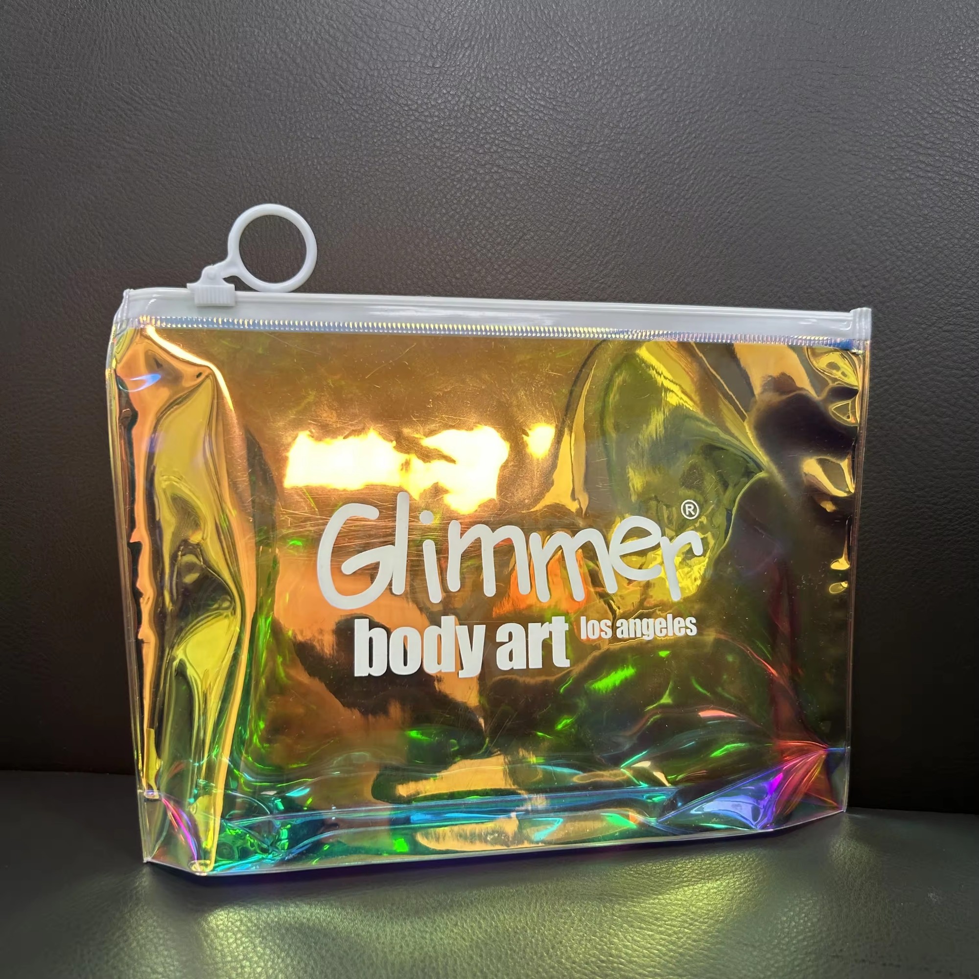 fashion PVC Laser cosmetic packaging plastic zipper bag Custom Fashion laser PVC cosmetic zipper bag