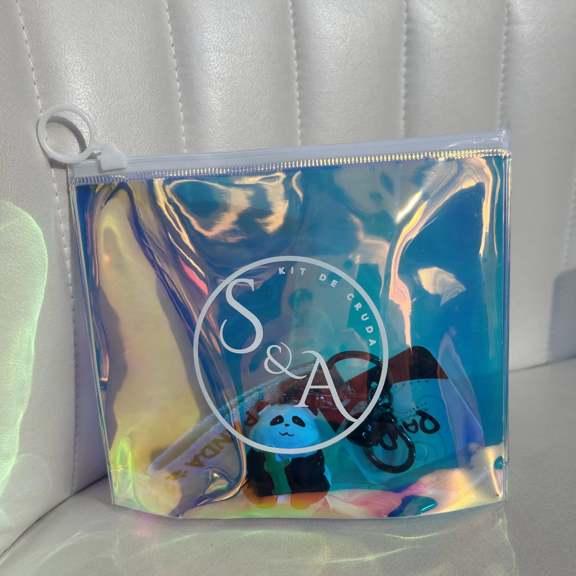 PVC Laser cosmetic packaging plastic zipper bag Custom Fashion laser PVC frosted cosmetic zipper bag