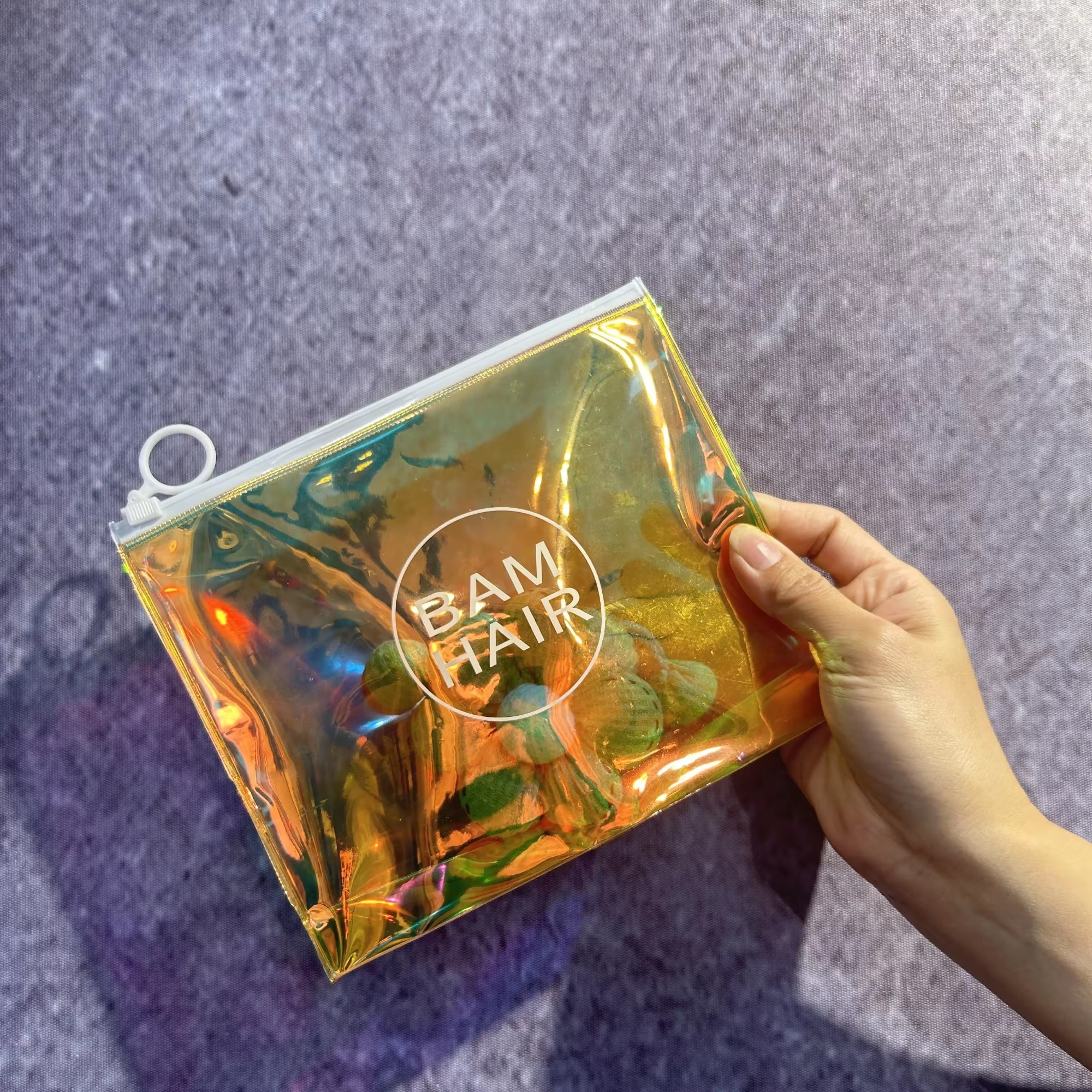 PVC Laser cosmetic packaging plastic zipper bag Custom Fashion laser PVC frosted cosmetic zipper bag