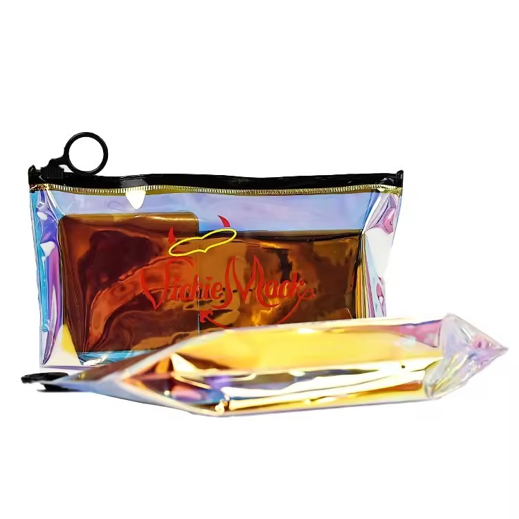 cosmetic bag travel toiletry jewelry makeup plastic Holographic zipper bag