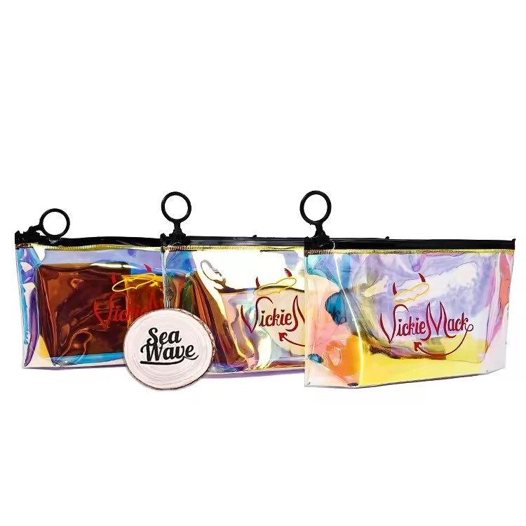 cosmetic bag travel toiletry jewelry makeup plastic Holographic zipper bag