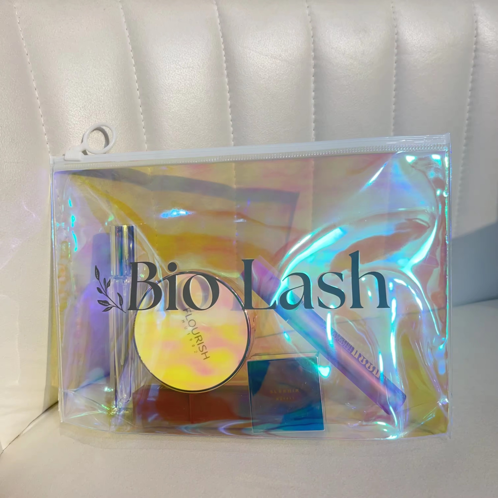 Holographic Zip Lock Pvc Pouch Bag For Cosmetic Makeup Brush Plastic Travel Zipper Bag