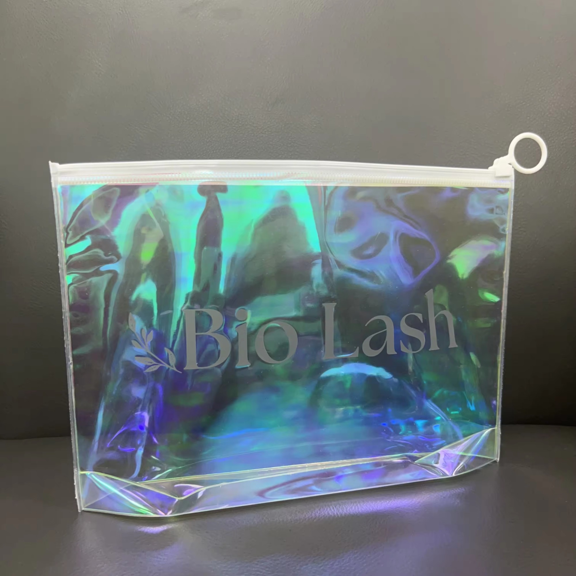 Holographic Zip Lock Pvc Pouch Bag For Cosmetic Makeup Brush Plastic Travel Zipper Bag