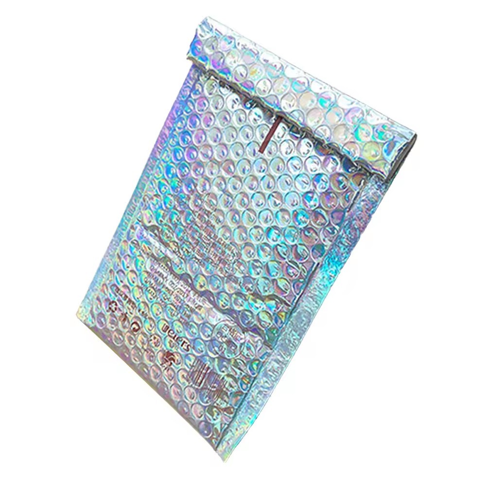 Metallic Padded Envelope Shipping Bag 4X8 6X10 Iridescent Holographic Poly Bubble Mailer Wrap Wig Packaging