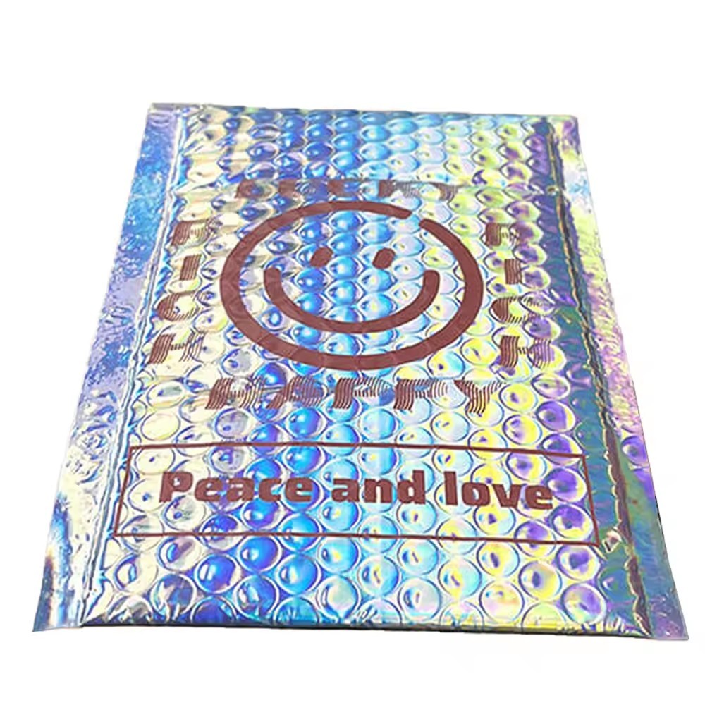 Metallic Padded Envelope Shipping Bag 4X8 6X10 Iridescent Holographic Poly Bubble Mailer Wrap Wig Packaging