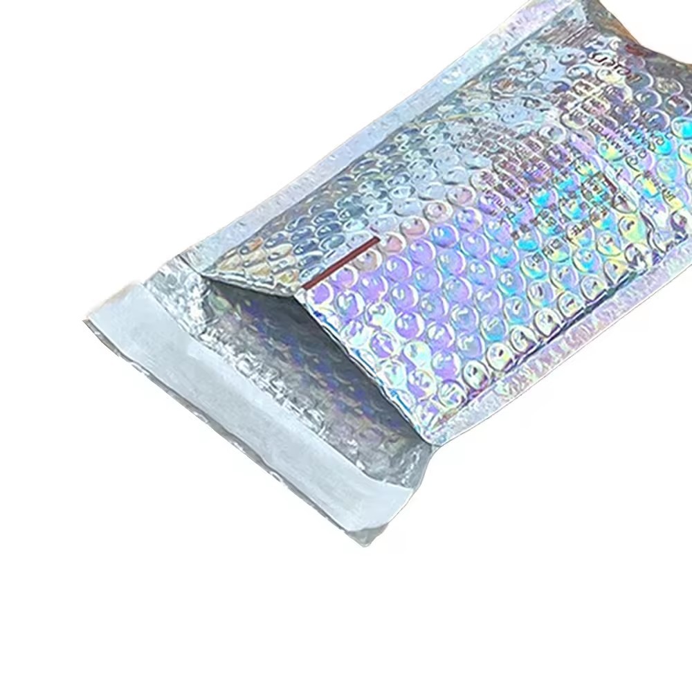 Metallic Padded Envelope Shipping Bag 4X8 6X10 Iridescent Holographic Poly Bubble Mailer Wrap Wig Packaging