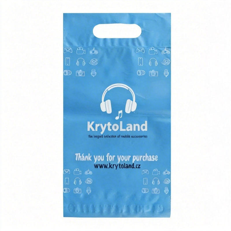 Die Cut Courier Shipping Envelope Blue White Plastic Mailing Bags Handles