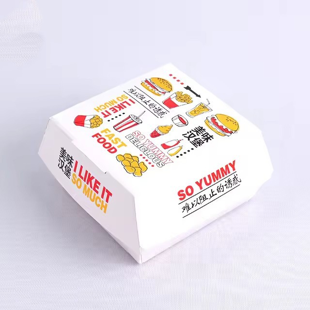 Eco-friendly Custom Packaging Burger Boxes Food Pastries Fried Chicken Packaging Boxes Custom Food Packaging Boxes