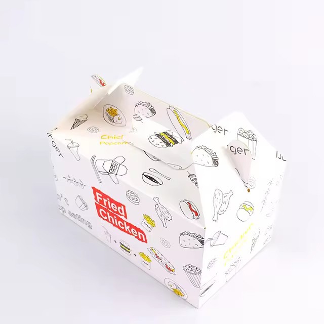 Eco-friendly Custom Packaging Burger Boxes Food Pastries Fried Chicken Packaging Boxes Custom Food Packaging Boxes