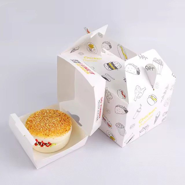 Eco-friendly Custom Packaging Burger Boxes Food Pastries Fried Chicken Packaging Boxes Custom Food Packaging Boxes