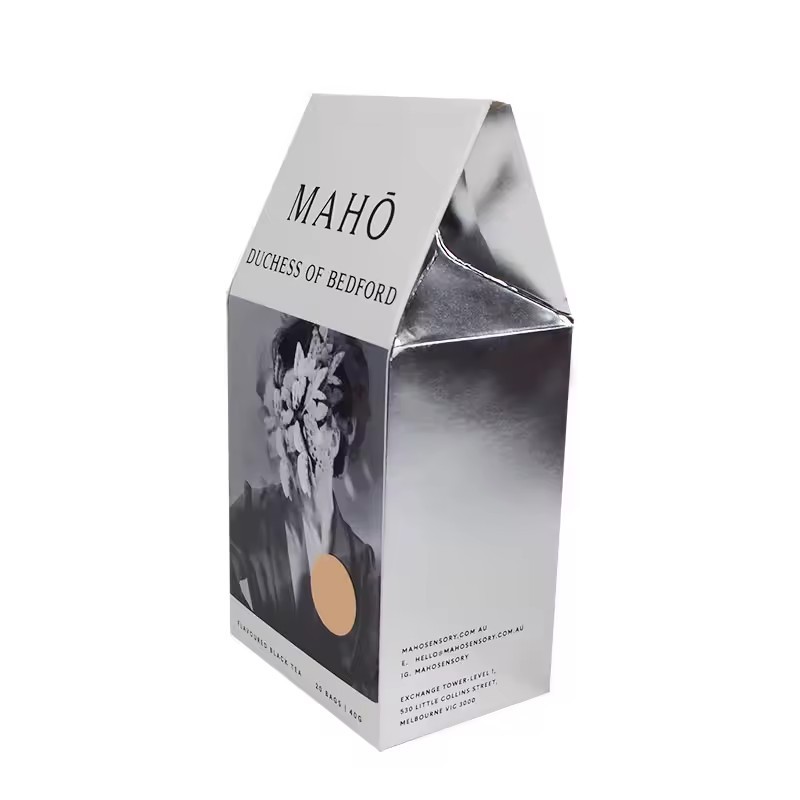 Luxury Personalized Logo Silver Card Package Small Coffee Tea Box Food Packaging