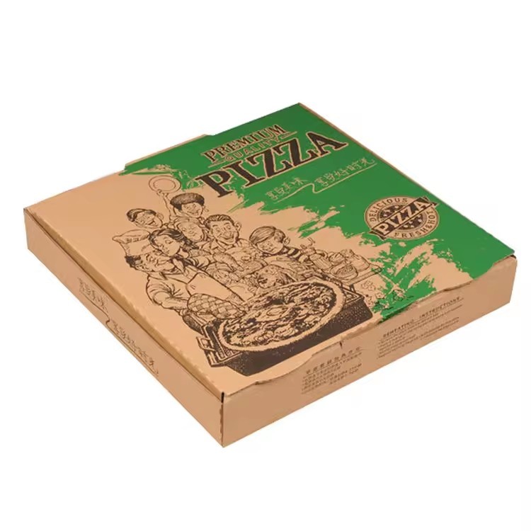 Custom Printing Black Pizza Packing Paper Box with Handle