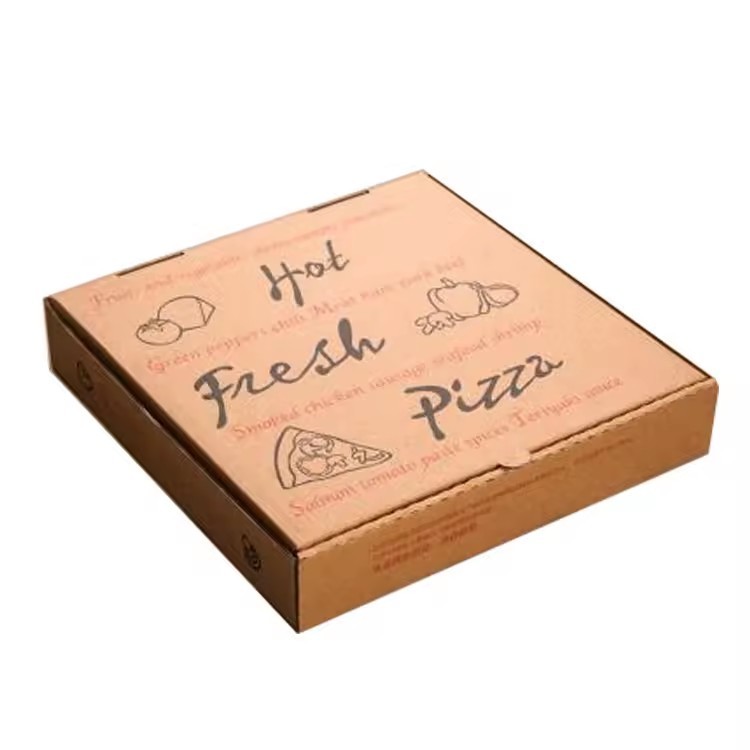 Custom Printing Black Pizza Packing Paper Box with Handle