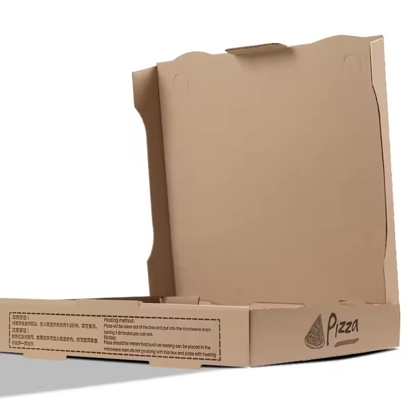 Custom Printing Black Pizza Packing Paper Box with Handle