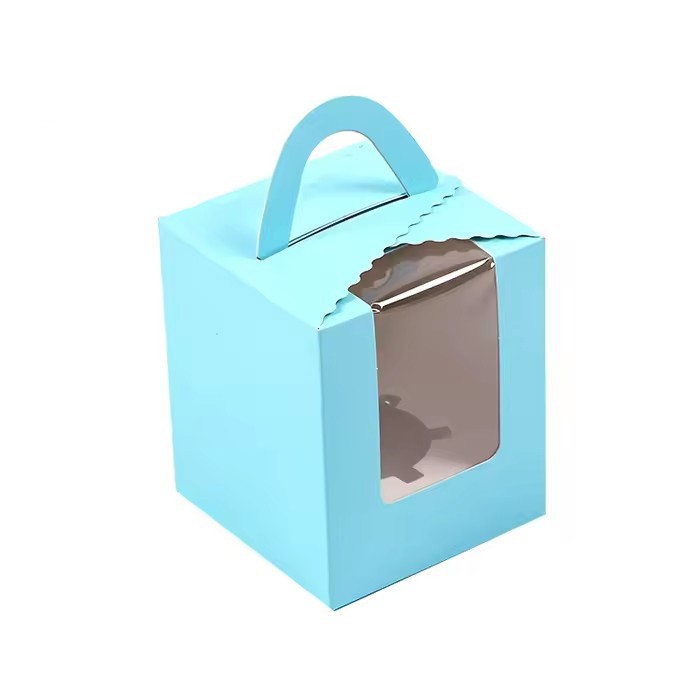 custom printing multi-color 1 single mini cupcake paper box with handle