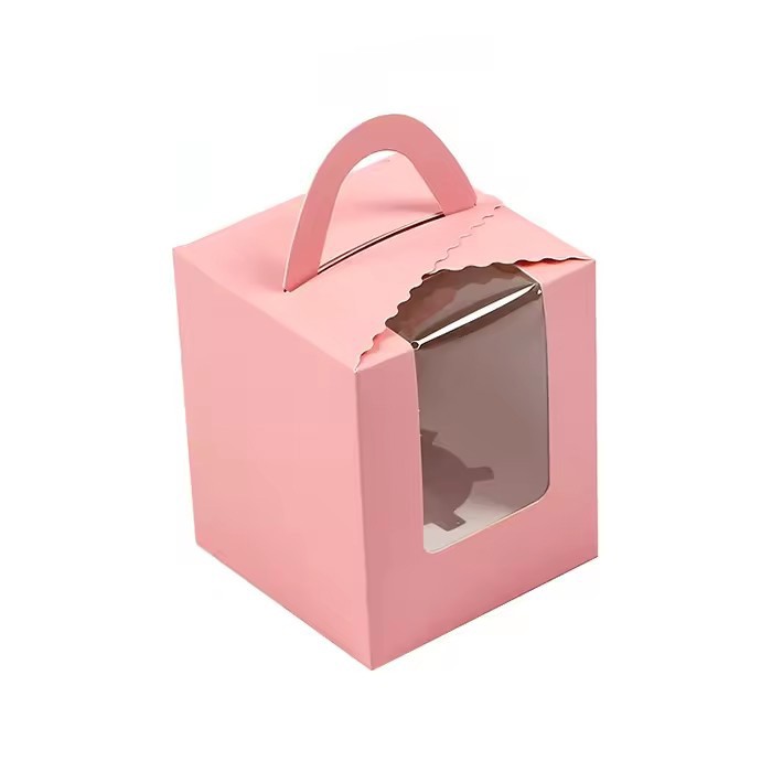 custom printing multi-color 1 single mini cupcake paper box with handle