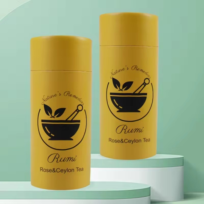 yellow cylinder tea round tube Box food with your own logo