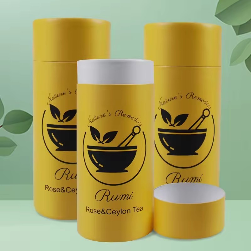 yellow cylinder tea round tube Box food with your own logo