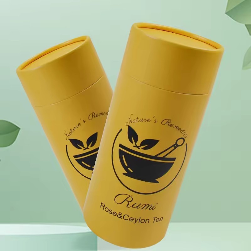 yellow cylinder tea round tube Box food with your own logo