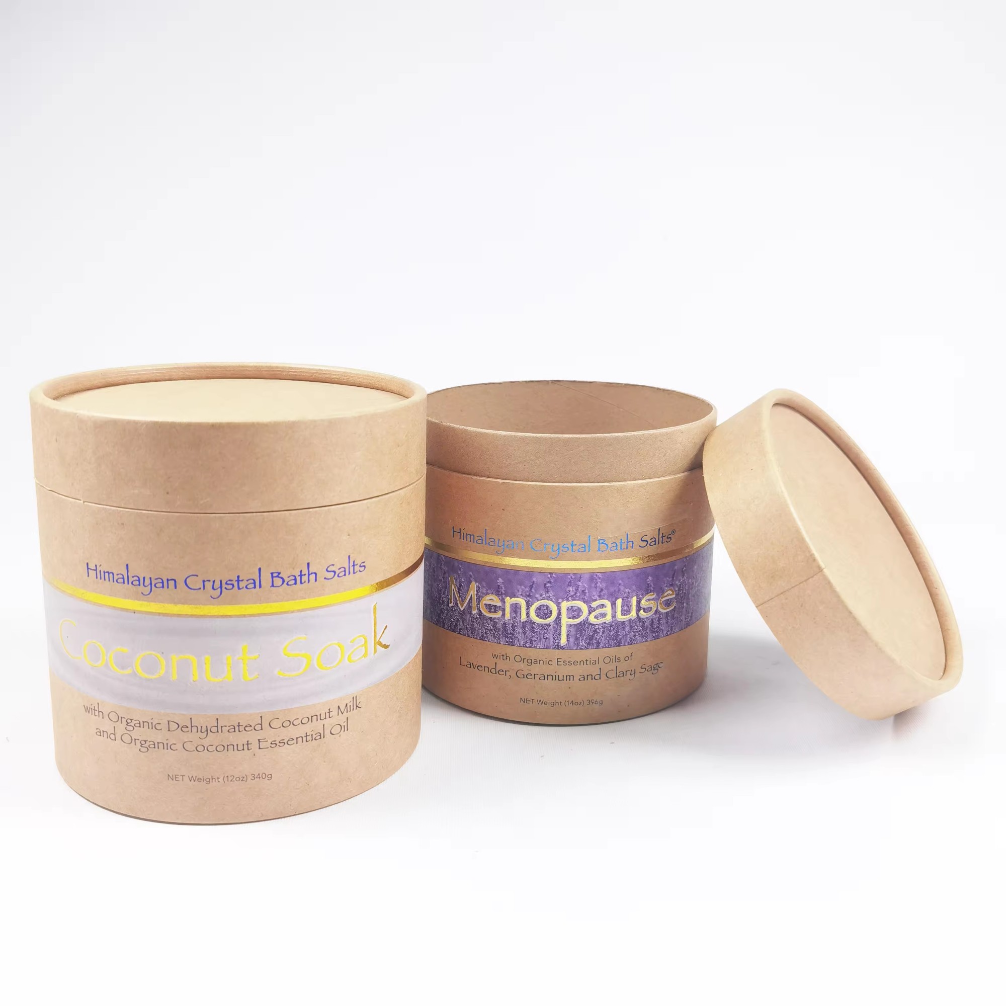 Eco Friendly Custom Size Gold Foil Hot Stamping Kraft Cardboard Bath Salts Paper Tube