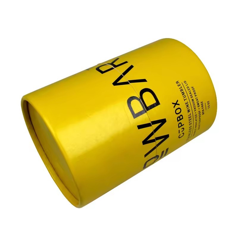 Recycled Custom Logo Paper Round Yellow Wine Cooler Tube Containers