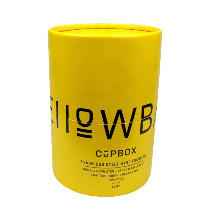 Recycled Custom Logo Paper Round Yellow Wine Cooler Tube Containers