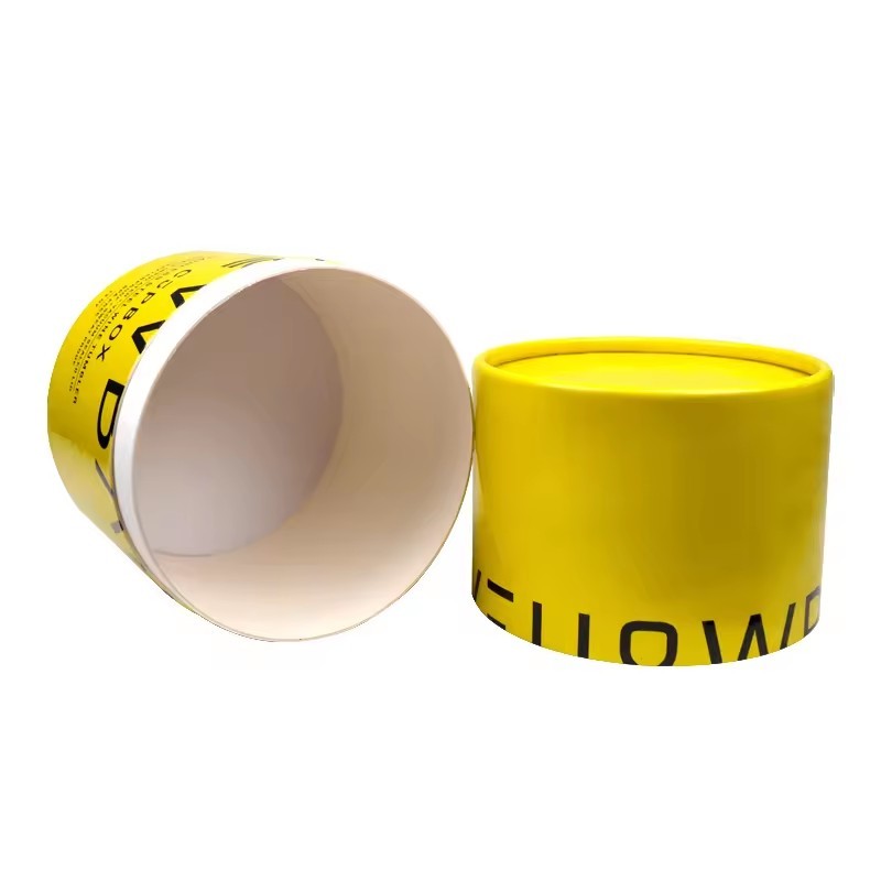 Recycled Custom Logo Paper Round Yellow Wine Cooler Tube Containers