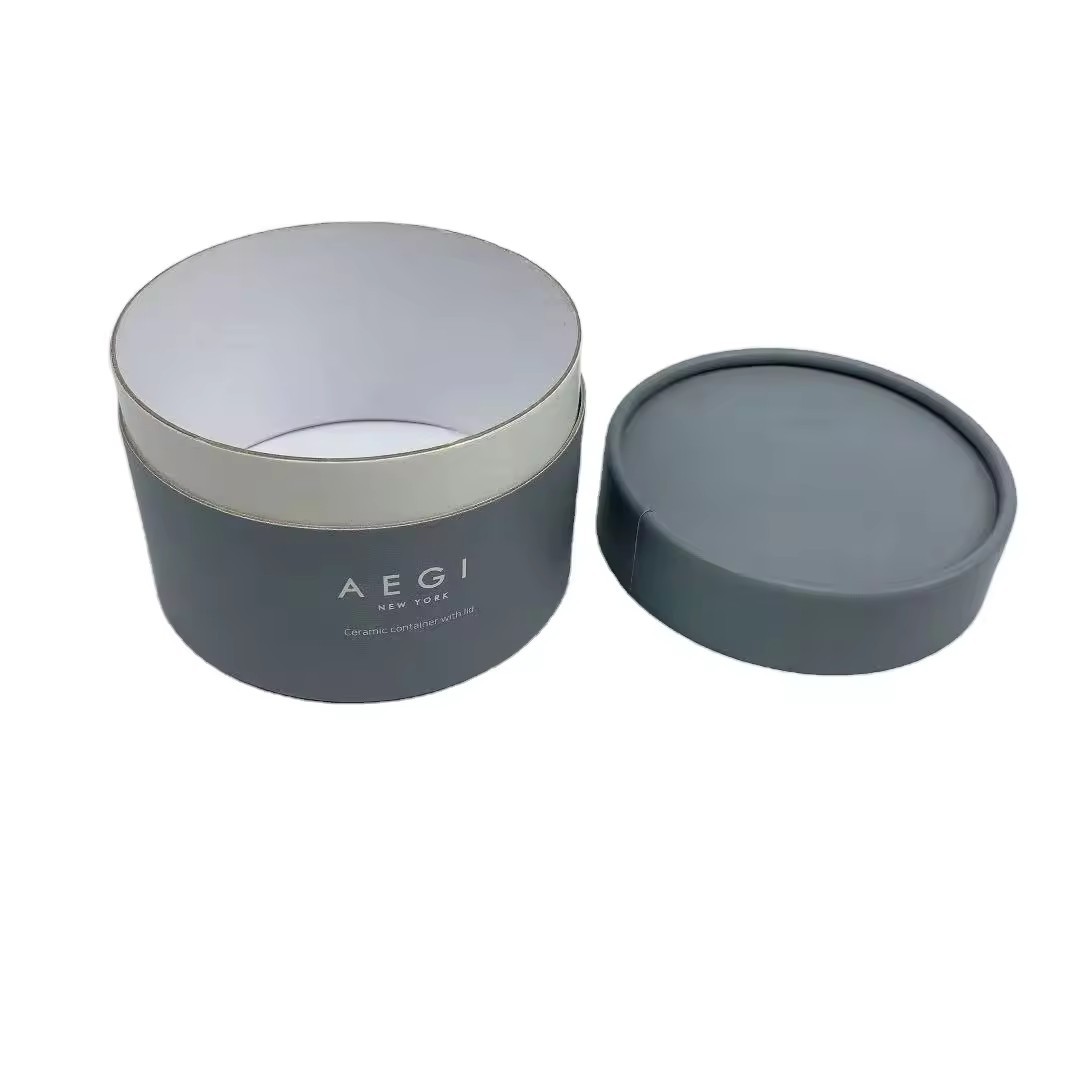 Customized Cylinder Cosmetic Packaging Cardboard Container With Lid