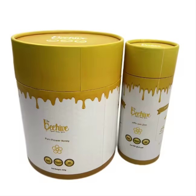 luxury tea coffee honey packaging tube cardboard cylinder paper box