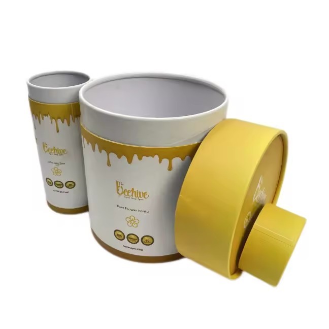 luxury tea coffee honey packaging tube cardboard cylinder paper box