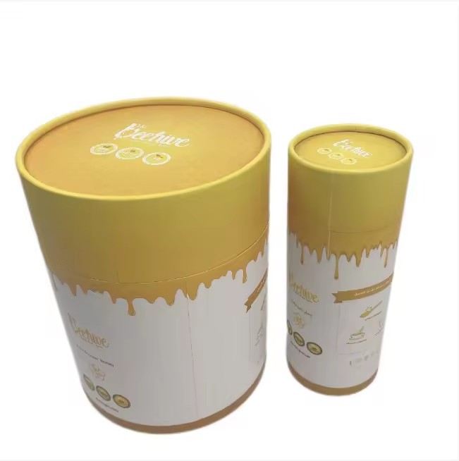 luxury tea coffee honey packaging tube cardboard cylinder paper box