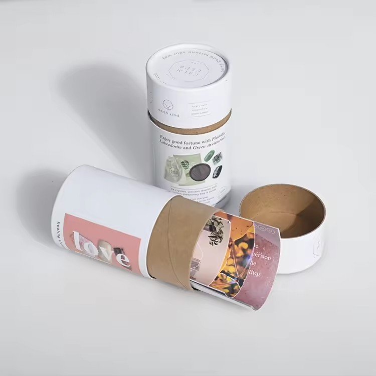 Cylinder Cosmetic Essential Oil Candle Box Packaging With Logo Paper Tube Box