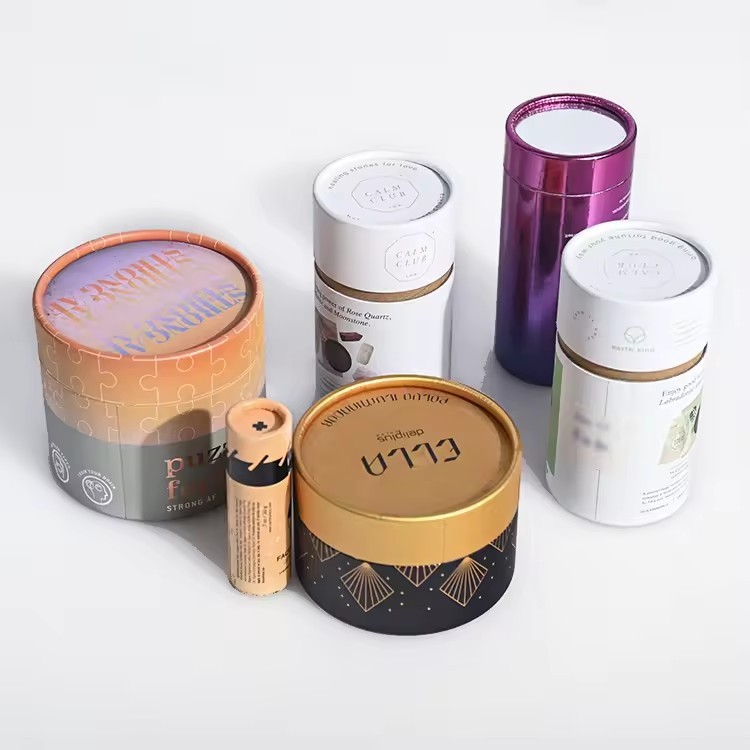 Cylinder Cosmetic Essential Oil Candle Box Packaging With Logo Paper Tube Box