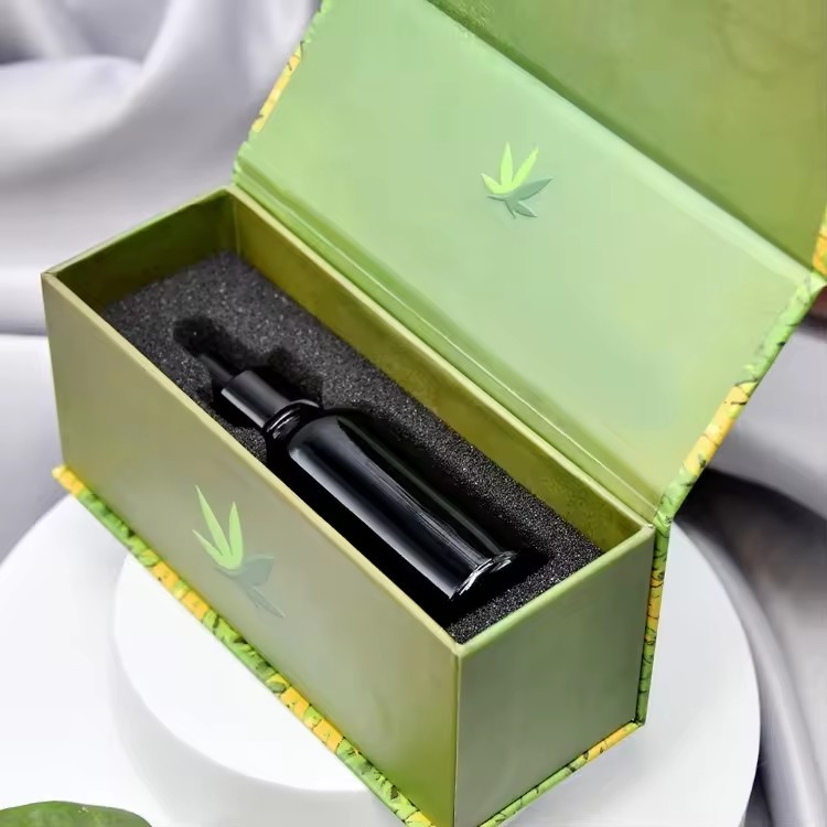 Custom Box Packaging With Insert Fancy Aesthetic Unique Green Skincare Packaging Box