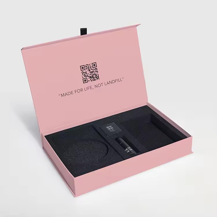 Recycle Premium Cardboard Rigid Paper Beauty Pink Skincare Packaging Set Gift Box