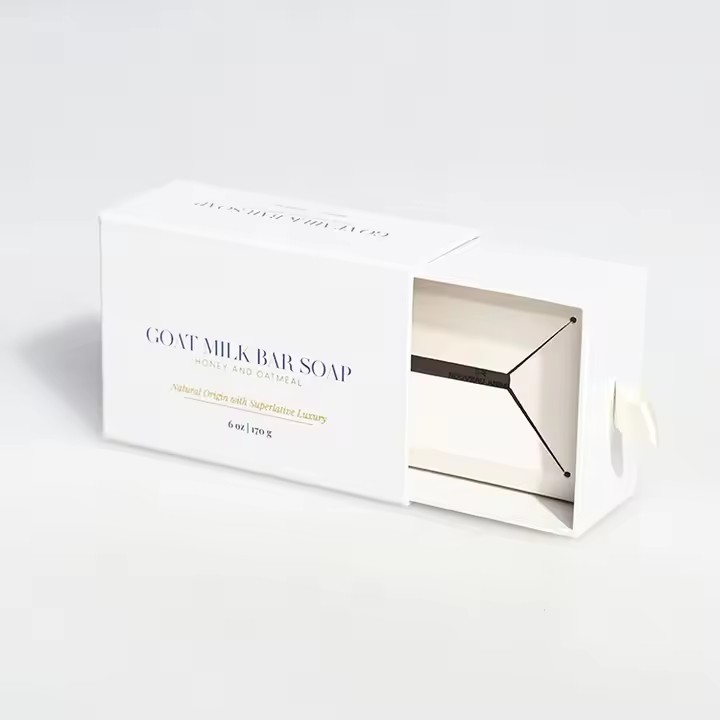 Gold Stamping Logo Luxury White Empty Small Drawer Soap Bar Gift Packaging Box With Insert