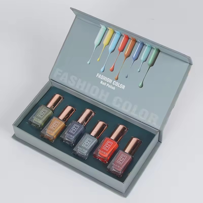 Small Luxury Magnetic Book Shaped Cosmetic Nail Polish Oil Paper Packaging Box