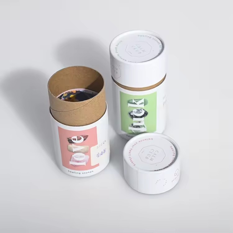 Small White Eco Friendly Paper Tube Round Packaging Boxes For Essential Oil