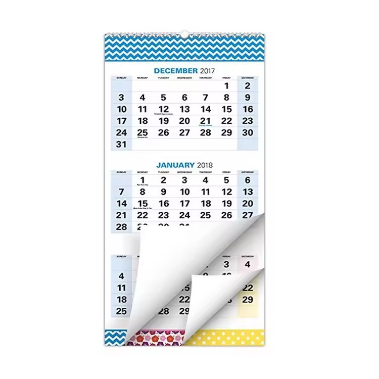 New Design 3 Months Wall Calendar