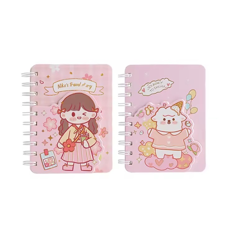 Pocket Mini Memo Pad Custom Made Korean Eco Friendly Kawaii Pink Spiral Notepad Planner