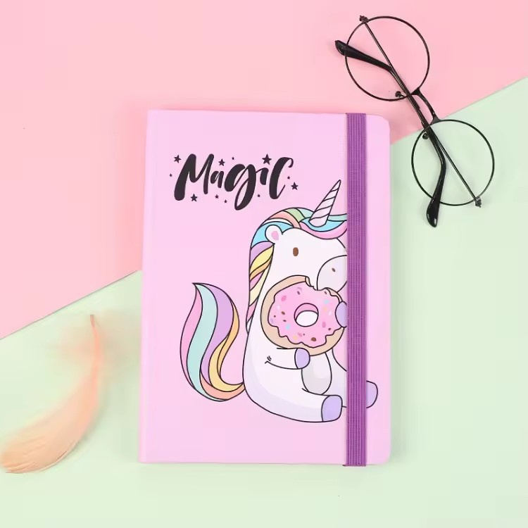 Stationery Item Custom Logo Colourful Girls Diary Rainbow Unicorn A4 Note Book Set