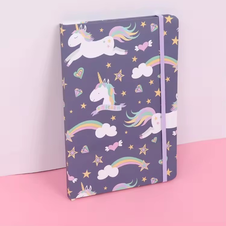 Stationery Item Custom Logo Colourful Girls Diary Rainbow Unicorn A4 Note Book Set